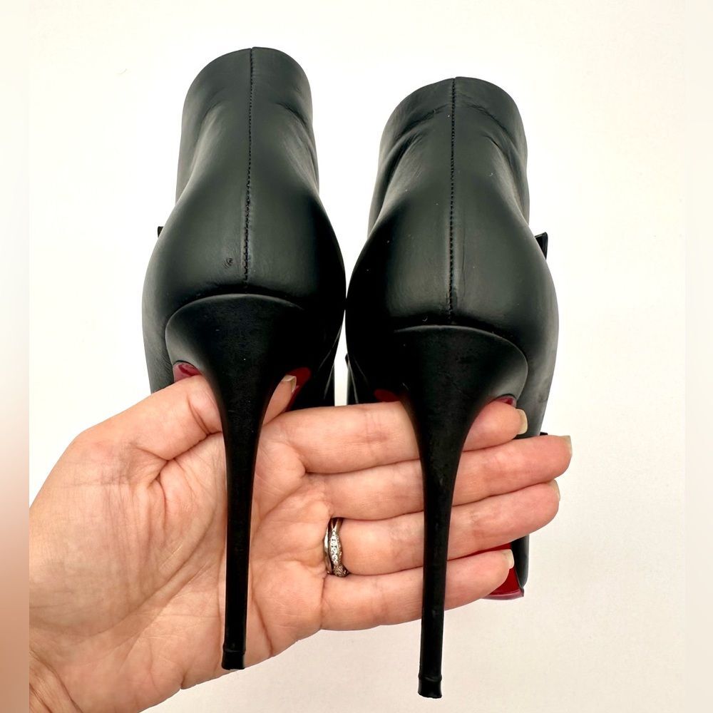 Christian Louboutin Black Leather Triniboot Stiletto Booties High Heels EU37.5 - Picture 8 of 12